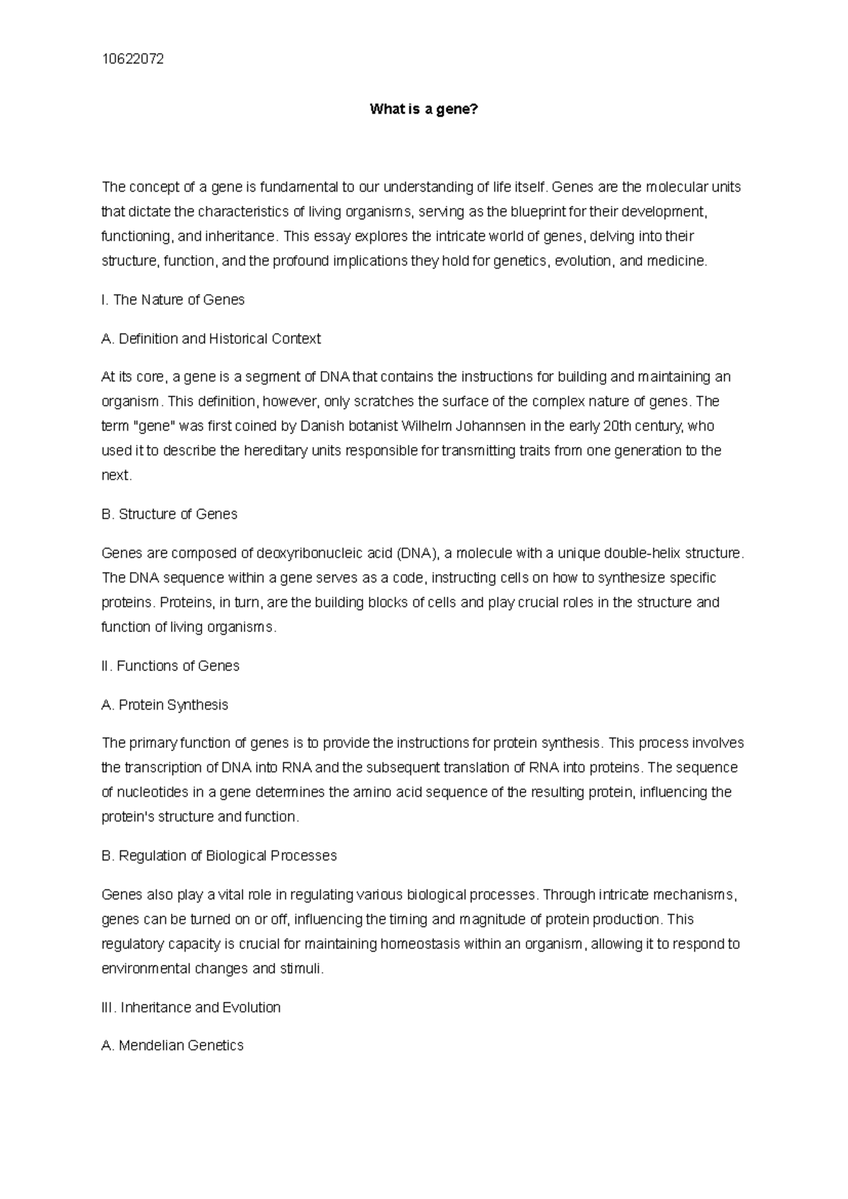 What is a gene - first draft - 10622072 What is a gene? The concept of ...