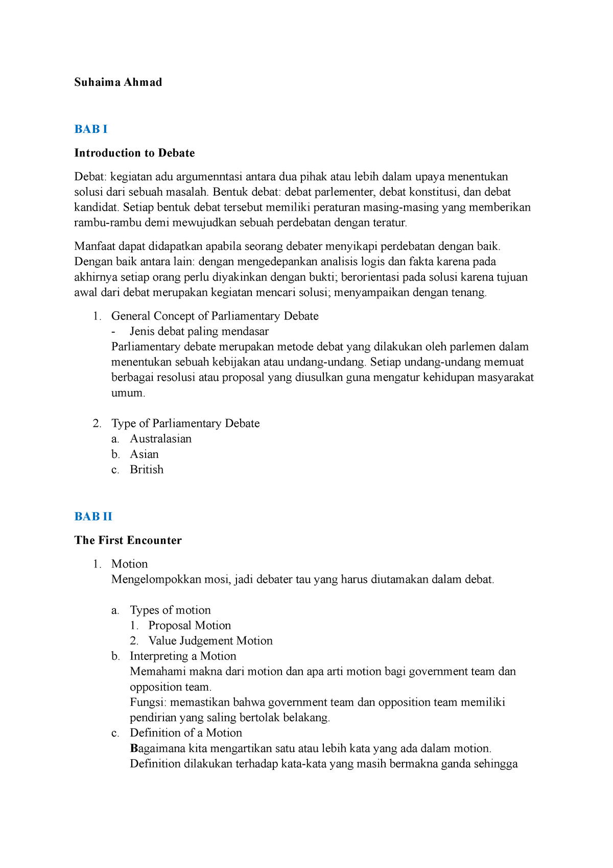 Tugas 1C - Suhaima Ahmad - Suhaima Ahmad BAB I Introduction To Debate ...