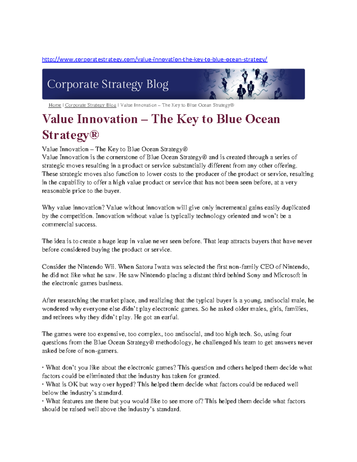 Value innovation - Lectura - corporatestrategy/value-innovation-the-key ...
