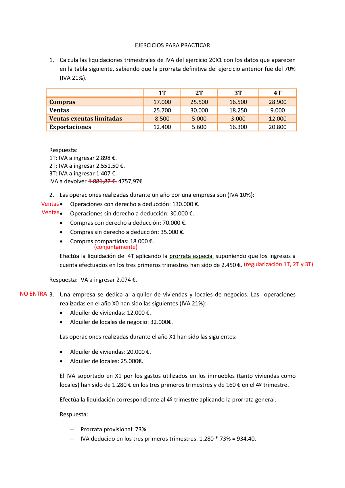 Ejercicios Iva Practicar Ejercicios Para Practicar Calcula Las Liquidaciones Trimestrales De