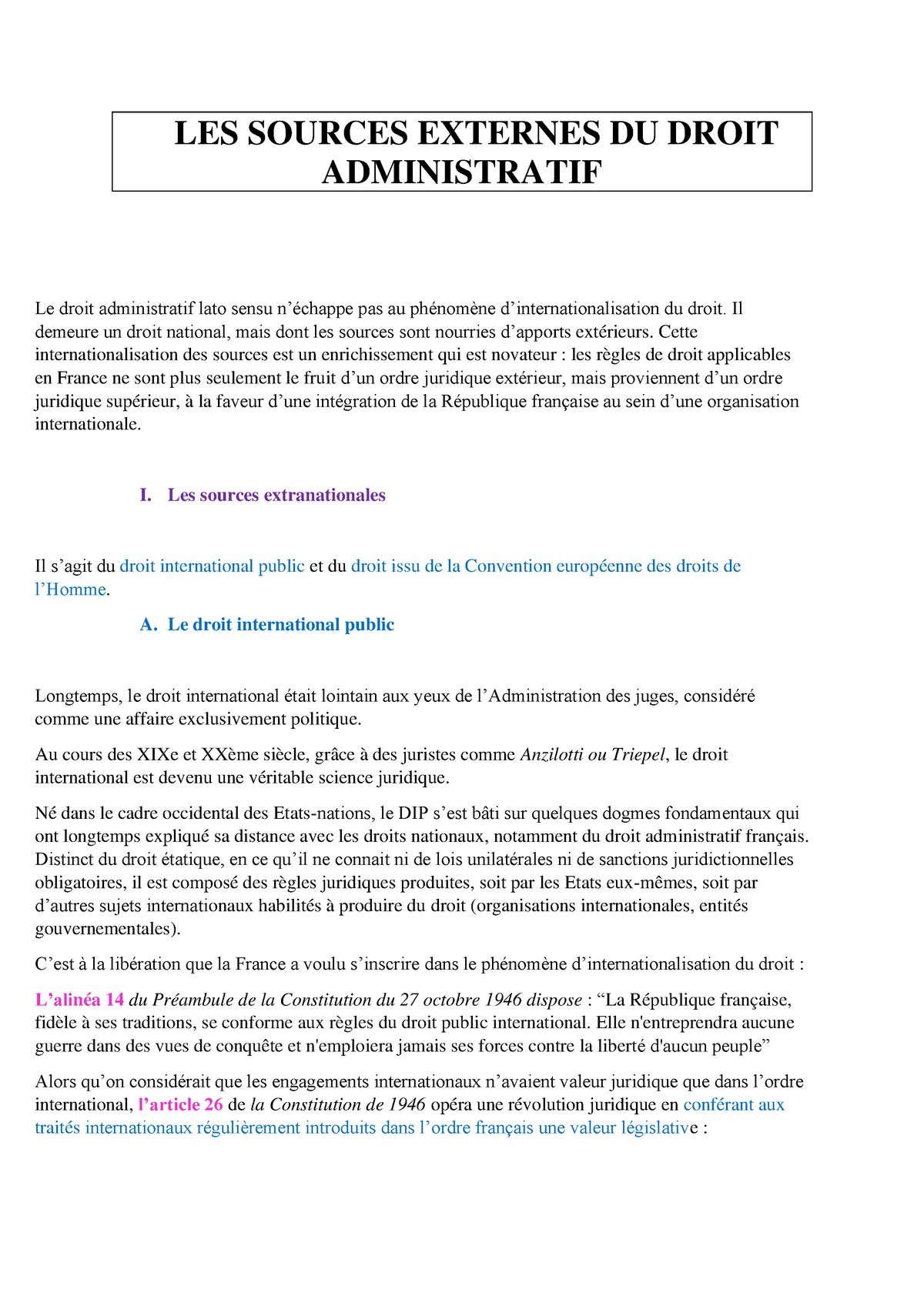 les sources du droit administratif dissertation