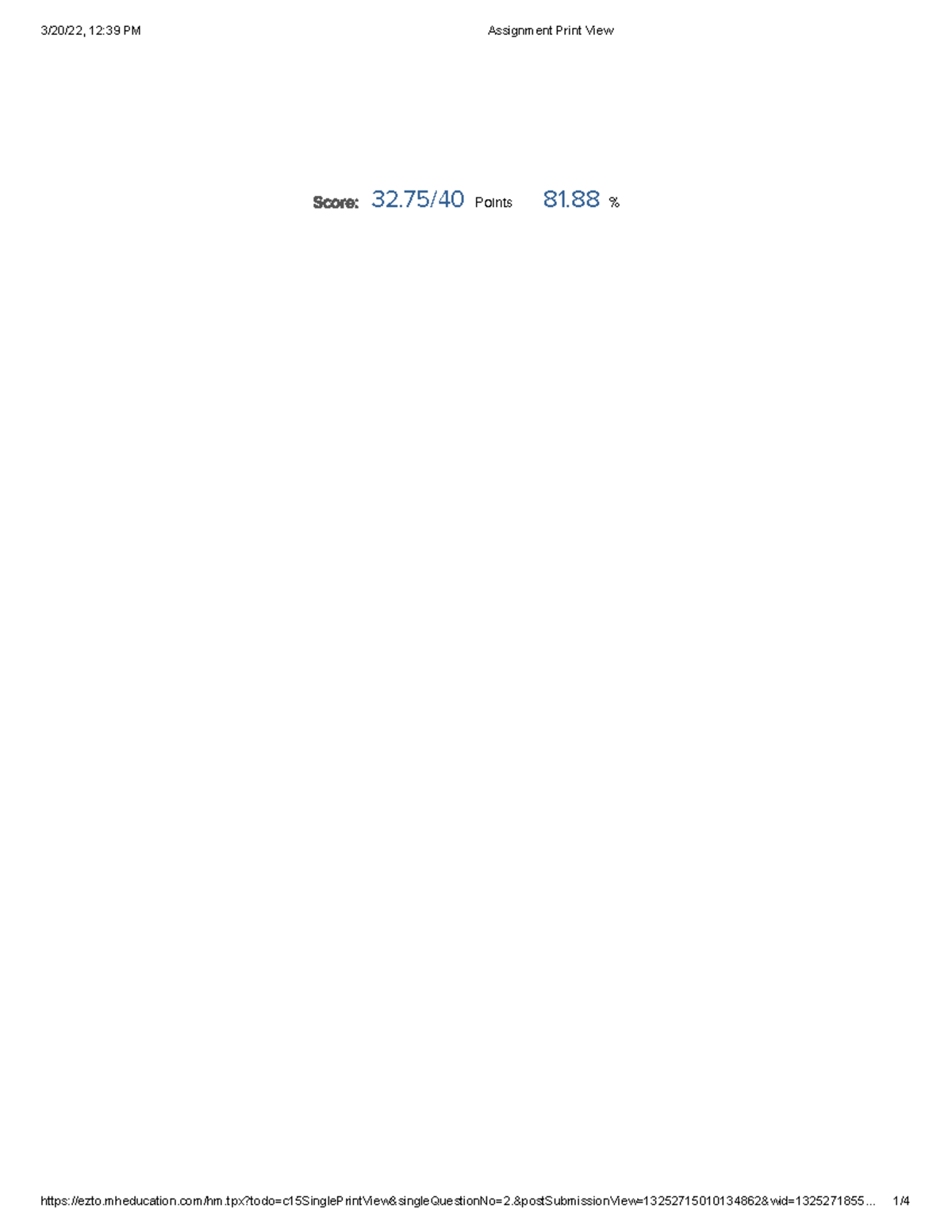 CONNECT Chapter 8 Assignment Question 2 Review - Score: 32/40 Points 81 ...