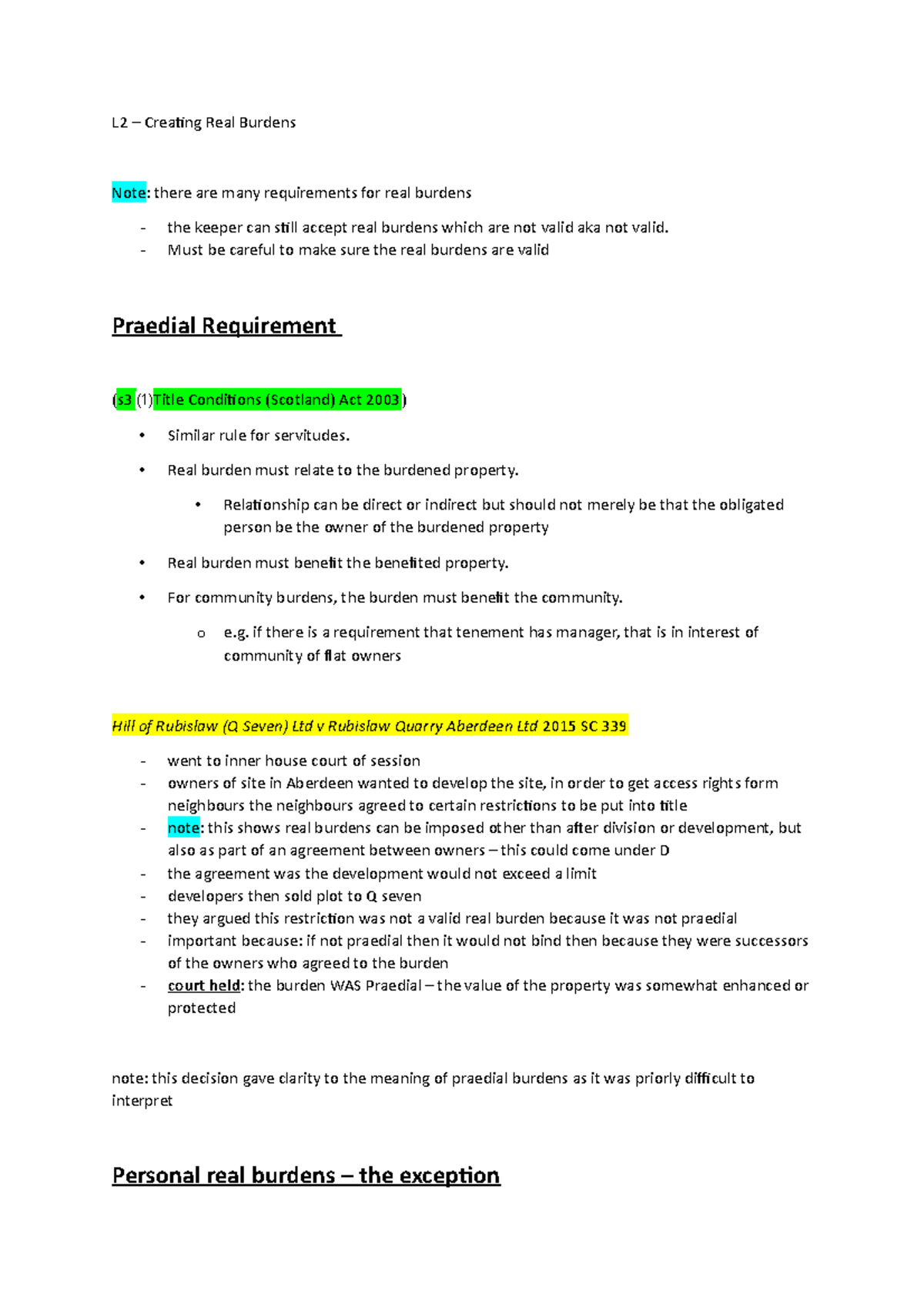 L2 Creating Real Burdens L2 Creating Real Burdens Note there are