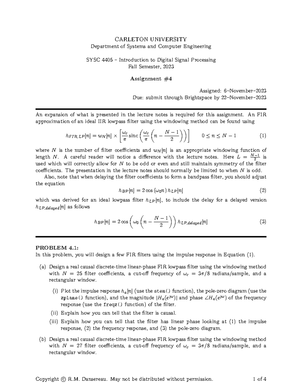 SYSC4405F2023vv - CARLETON UNIVERSITY Department of Systems and ...