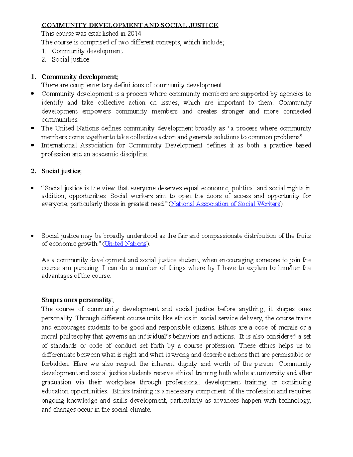 Community development and social justice - COMMUNITY DEVELOPMENT AND ...