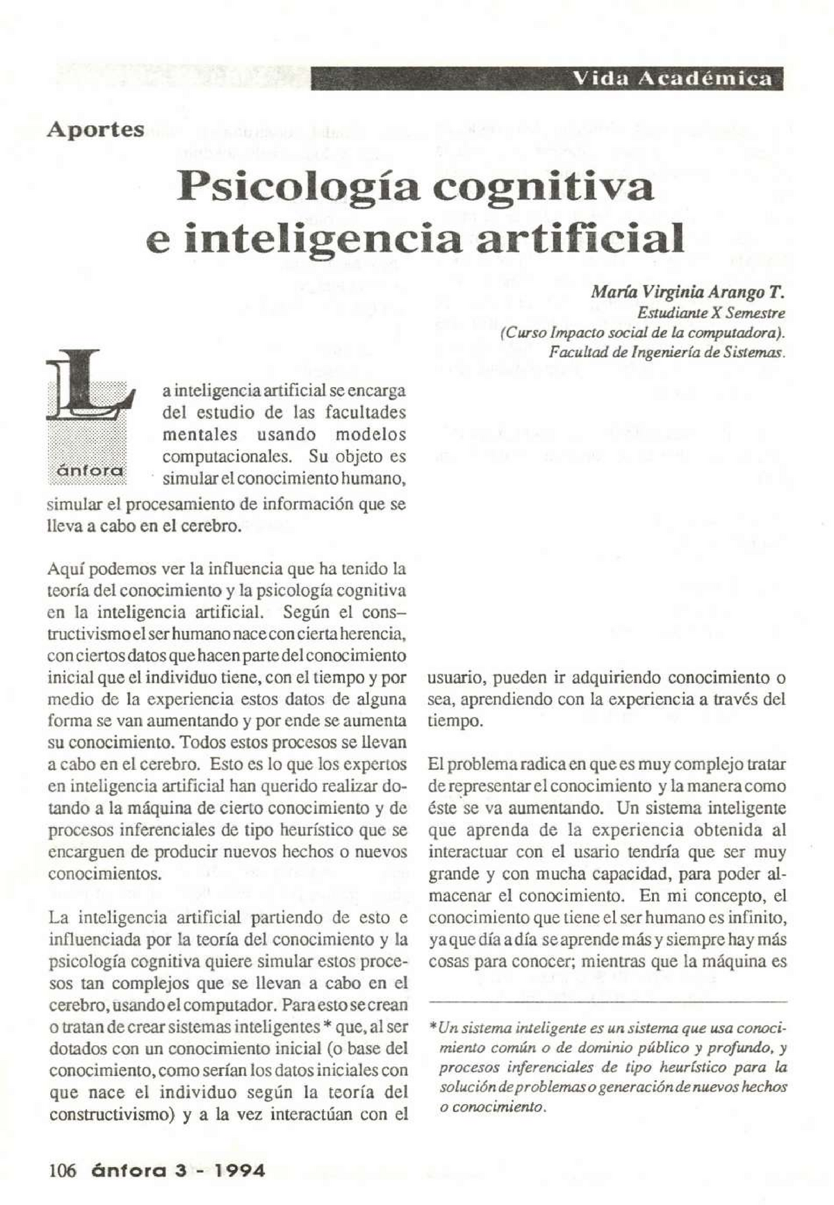 Cognicion E Inteligencia Artificial Studocu