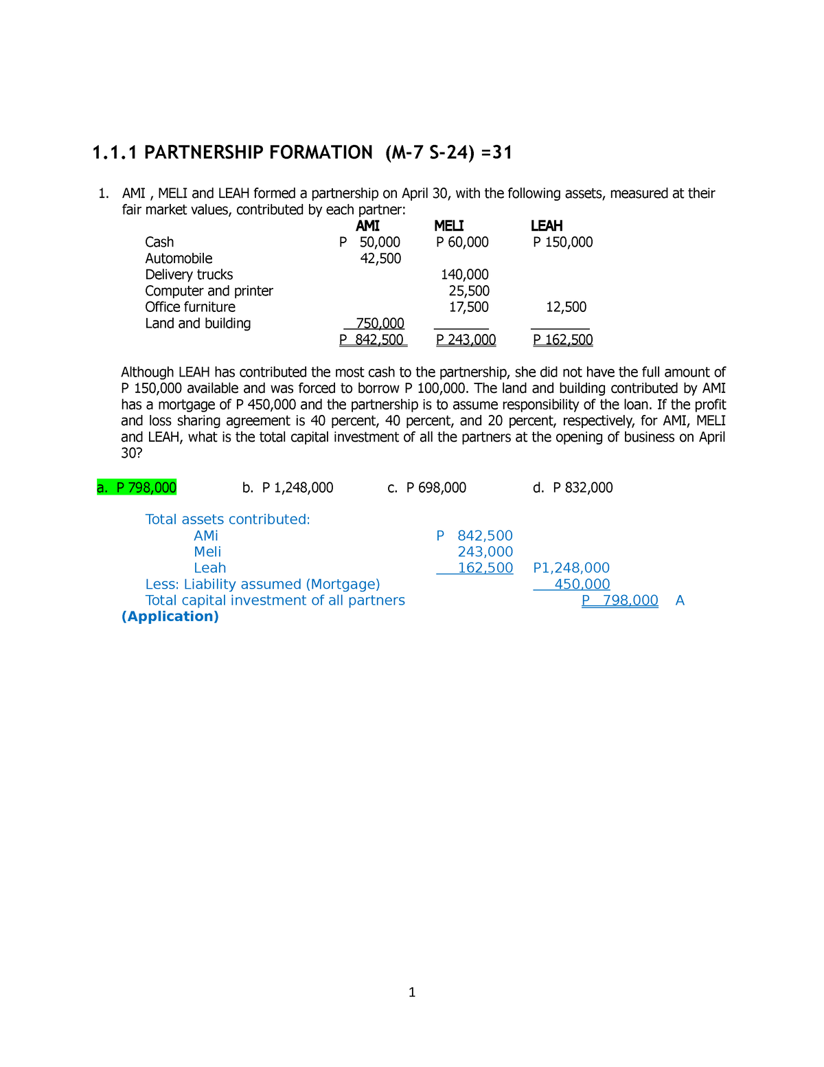 1 - ACcounting Formations - 1.1 PARTNERSHIP FORMATION (M-7 S-24) = AMI ...