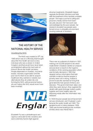Unit 6 - The History of the NHS - History of the National Health ...
