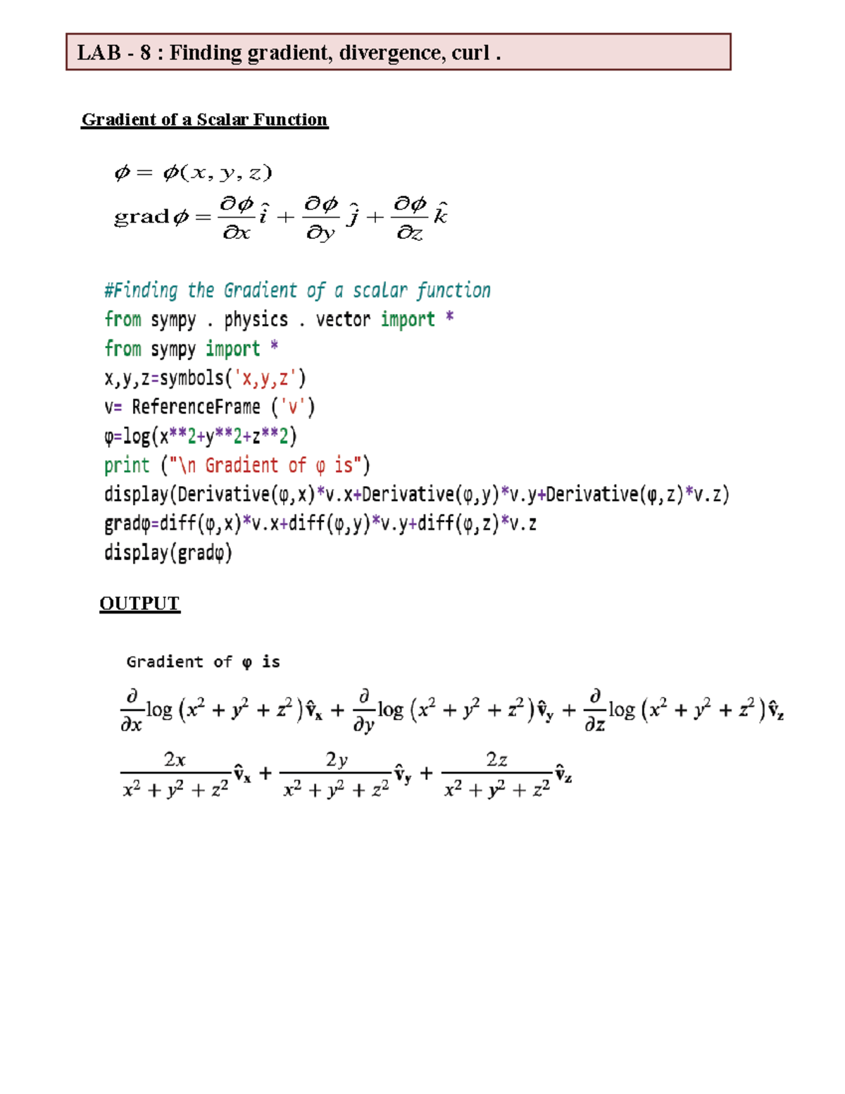 Lab 8 Cse Output Gradient Of A Scalar Function Lab 8 Finding