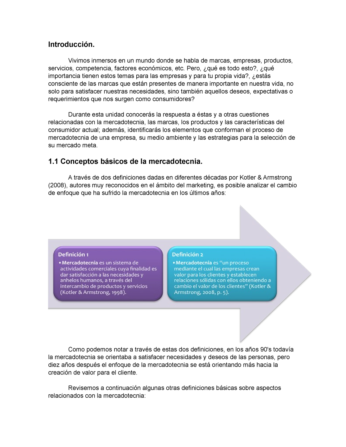 1. Fundamentos de mercadotecnia - Introducción. Vivimos inmersos en un ...