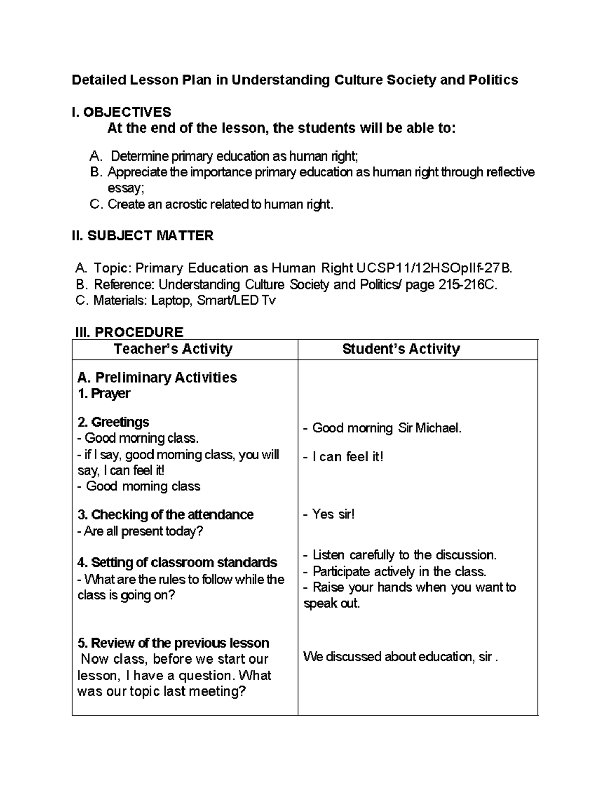 Detailed Lesson Plan in Understanding Culture Society and Politics ...