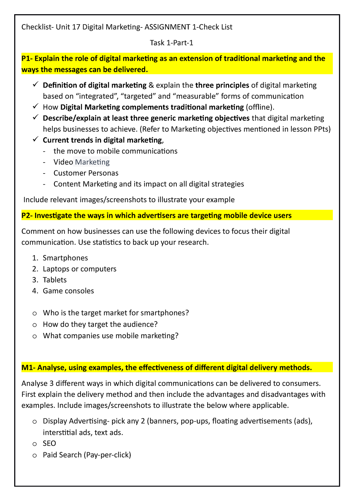 unit 17 digital marketing assignment 3