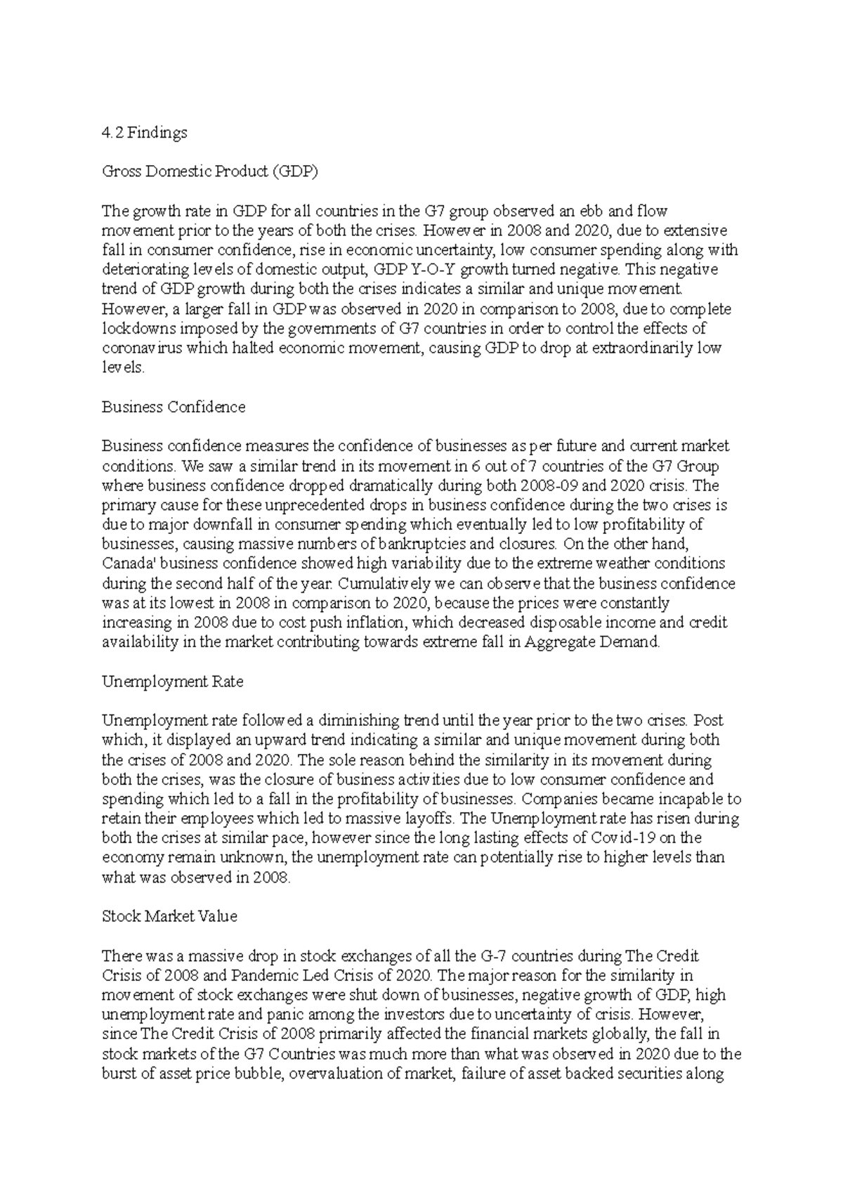 ASMR2 - Report Findings - 4 Findings Gross Domestic Product (GDP) The ...