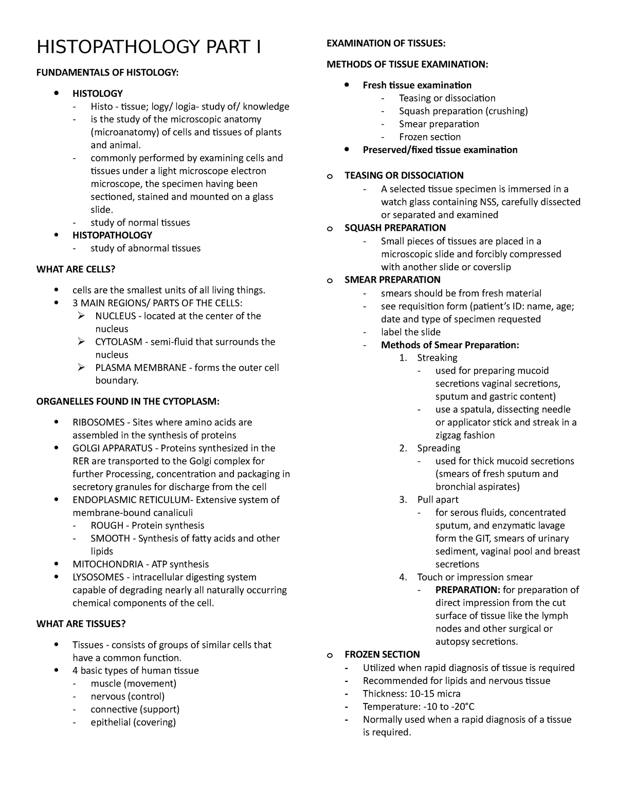 Histopathology PART I 1 - HISTOPATHOLOGY PART I FUNDAMENTALS OF ...