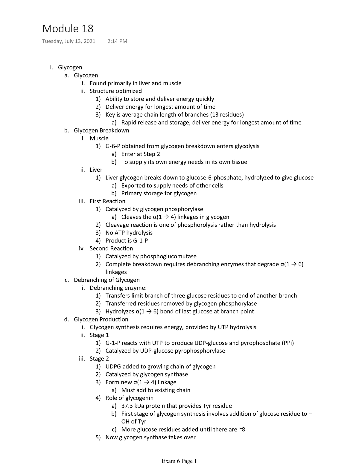 Module 18 Glycogen - Glycogen Glycogen i. Found primarily in liver and ...