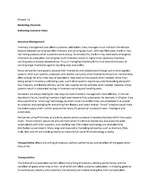 Chapter 12n - Lecture notes 12 - Chapter 12 Marketing Channels ...