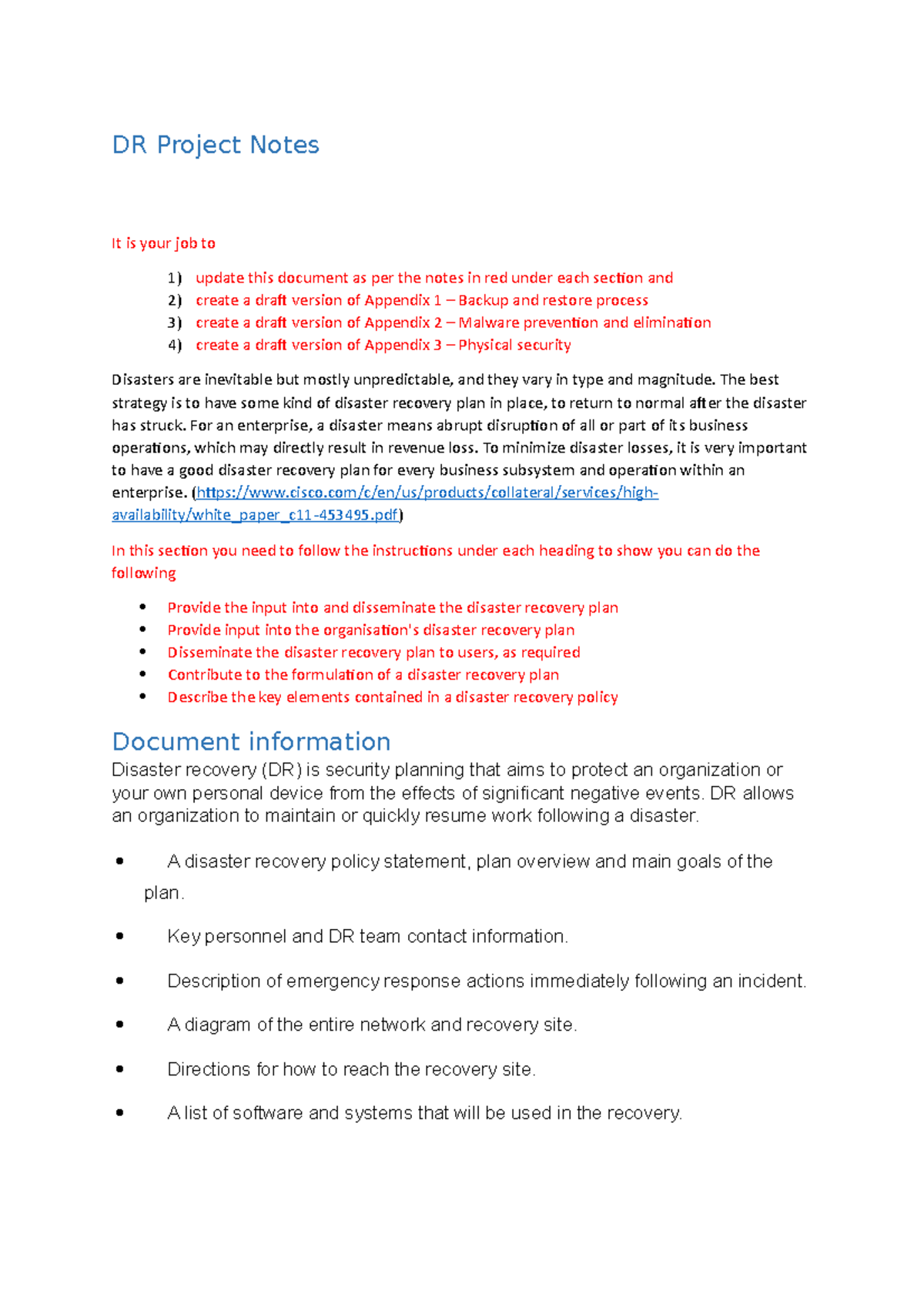 DR Project Notes - Certificate IV Information Technology Support - DR ...