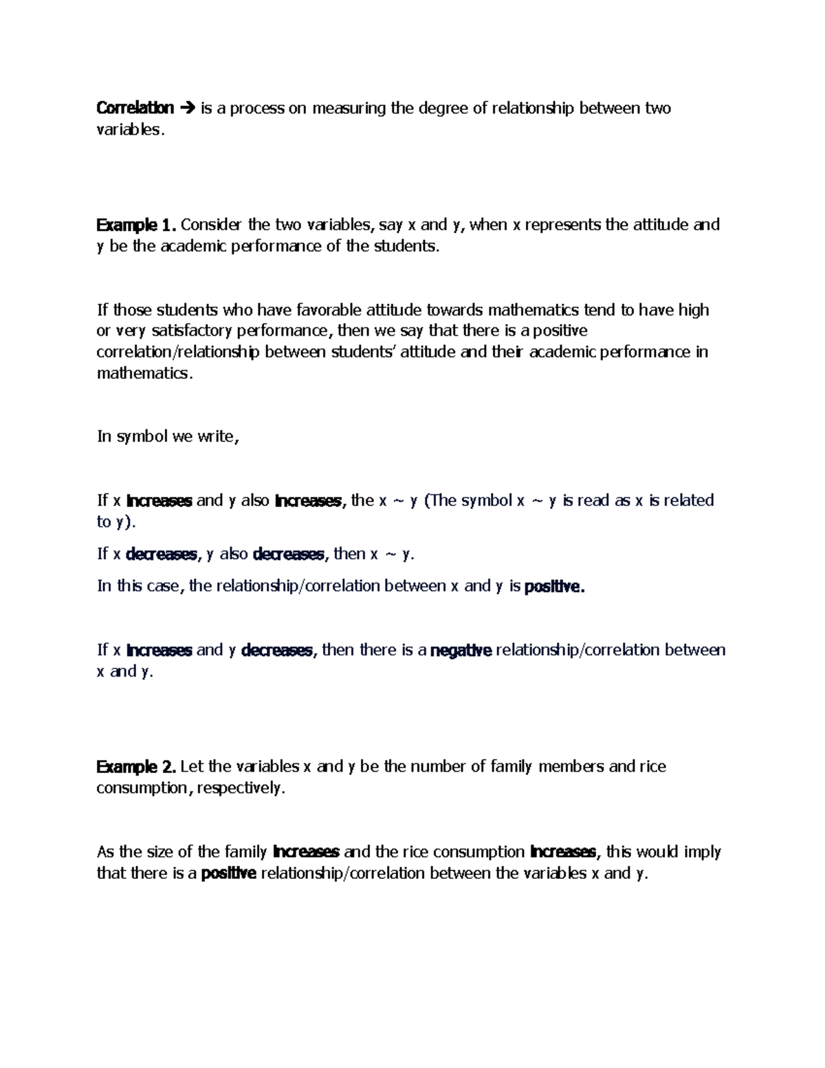 Correlation 1 - Example 1. Consider the two variables, say x and y ...