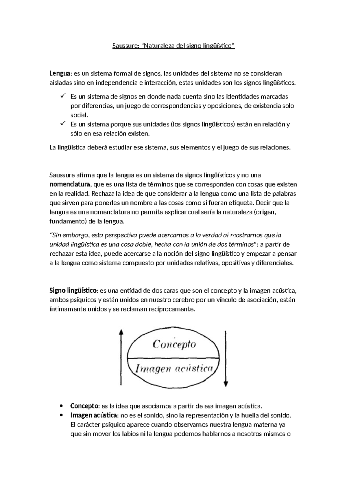 Saussure Naturaleza Del Signo Lingüístico Y Valor Lingüístico