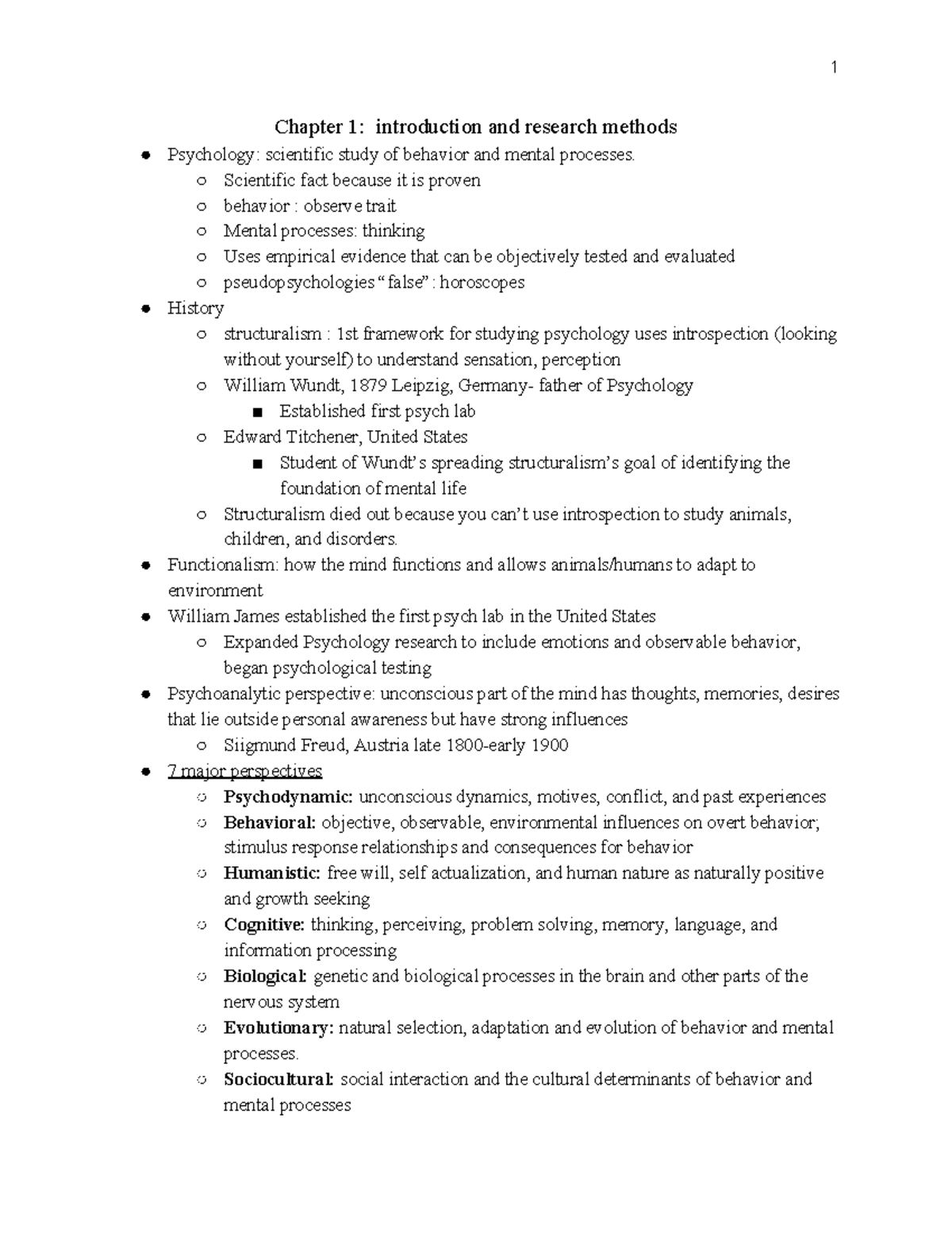 Psych Chapter 1 - Chapter 1: Introduction And Research Methods ...