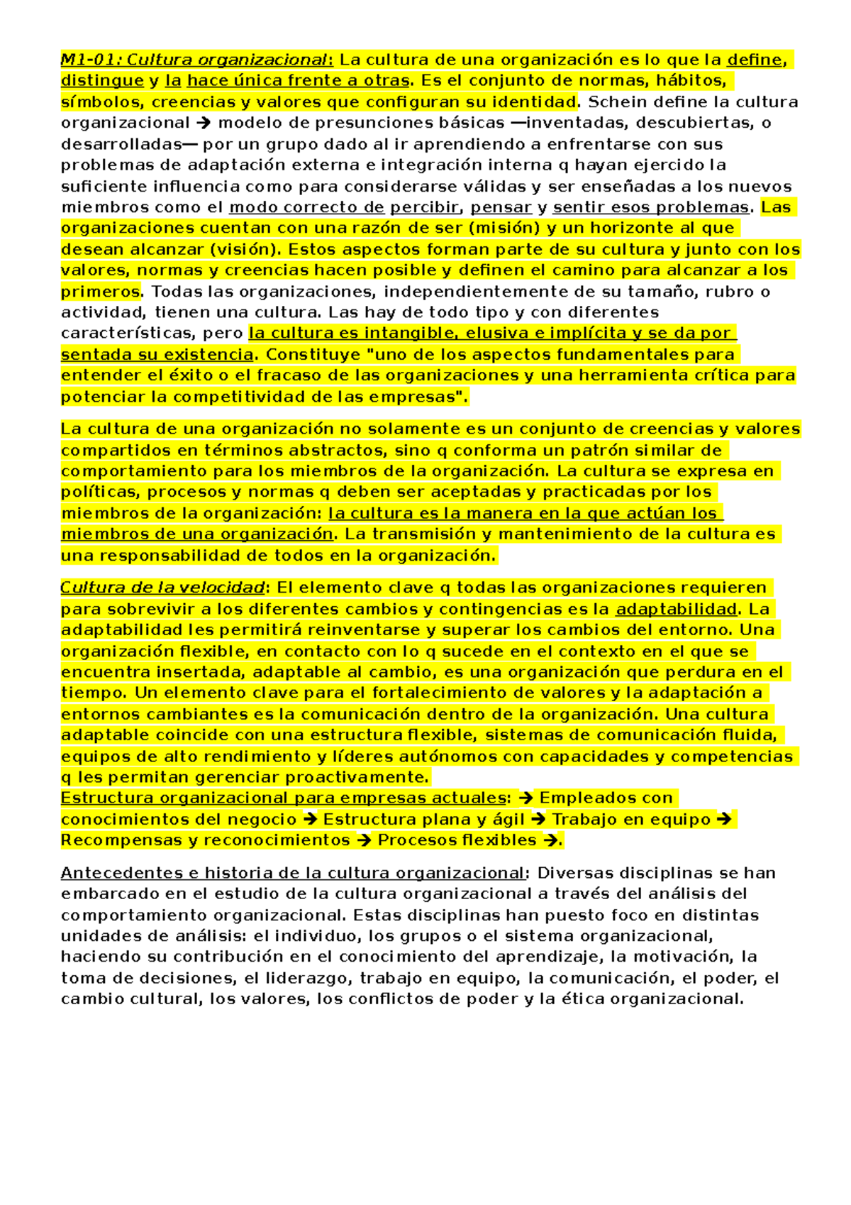 Cultura Organizacional - M1 - M1-01: Cultura Organizacional: La Cultura ...