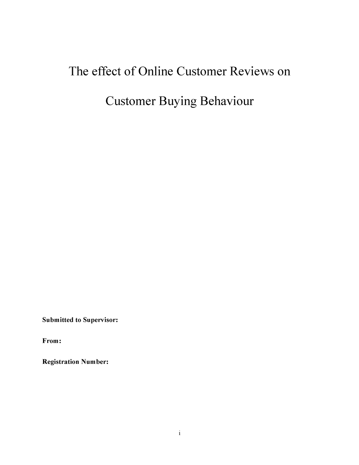 dissertation customer behaviour