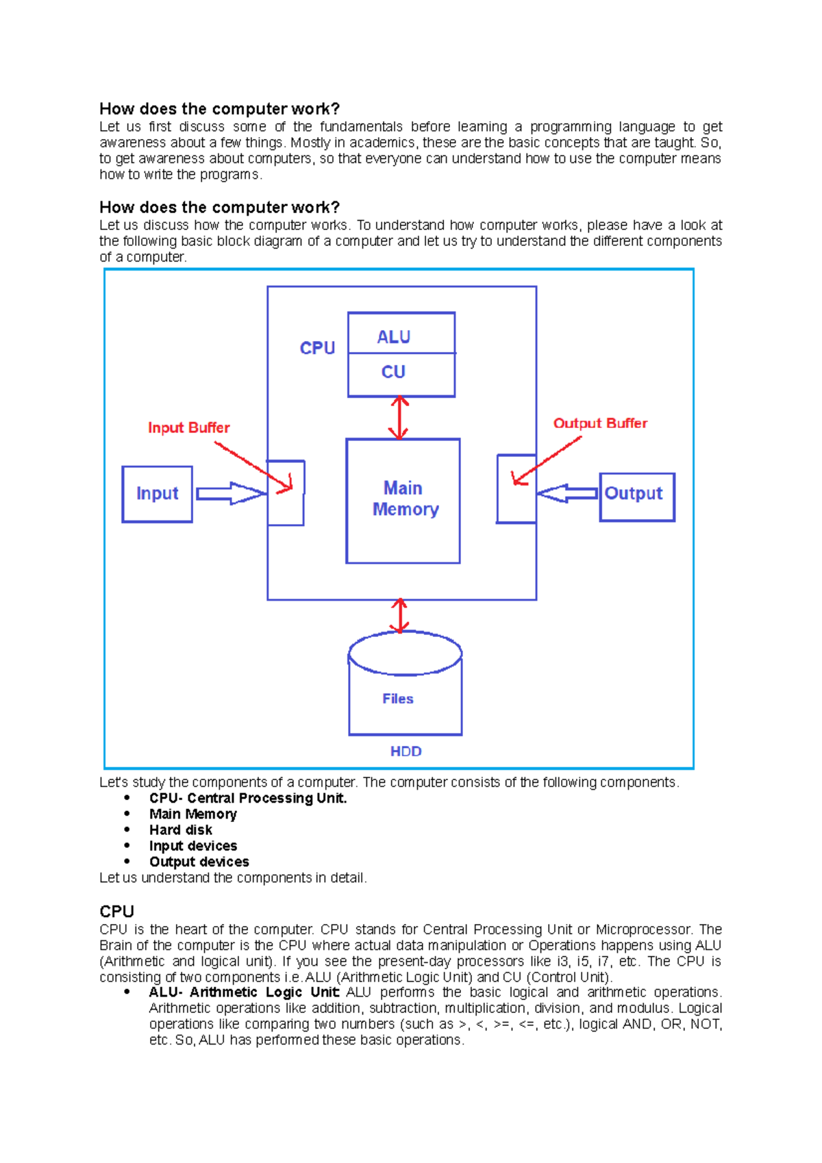 Lession- 1 How Does the Computer Work - How does the computer work? Let ...
