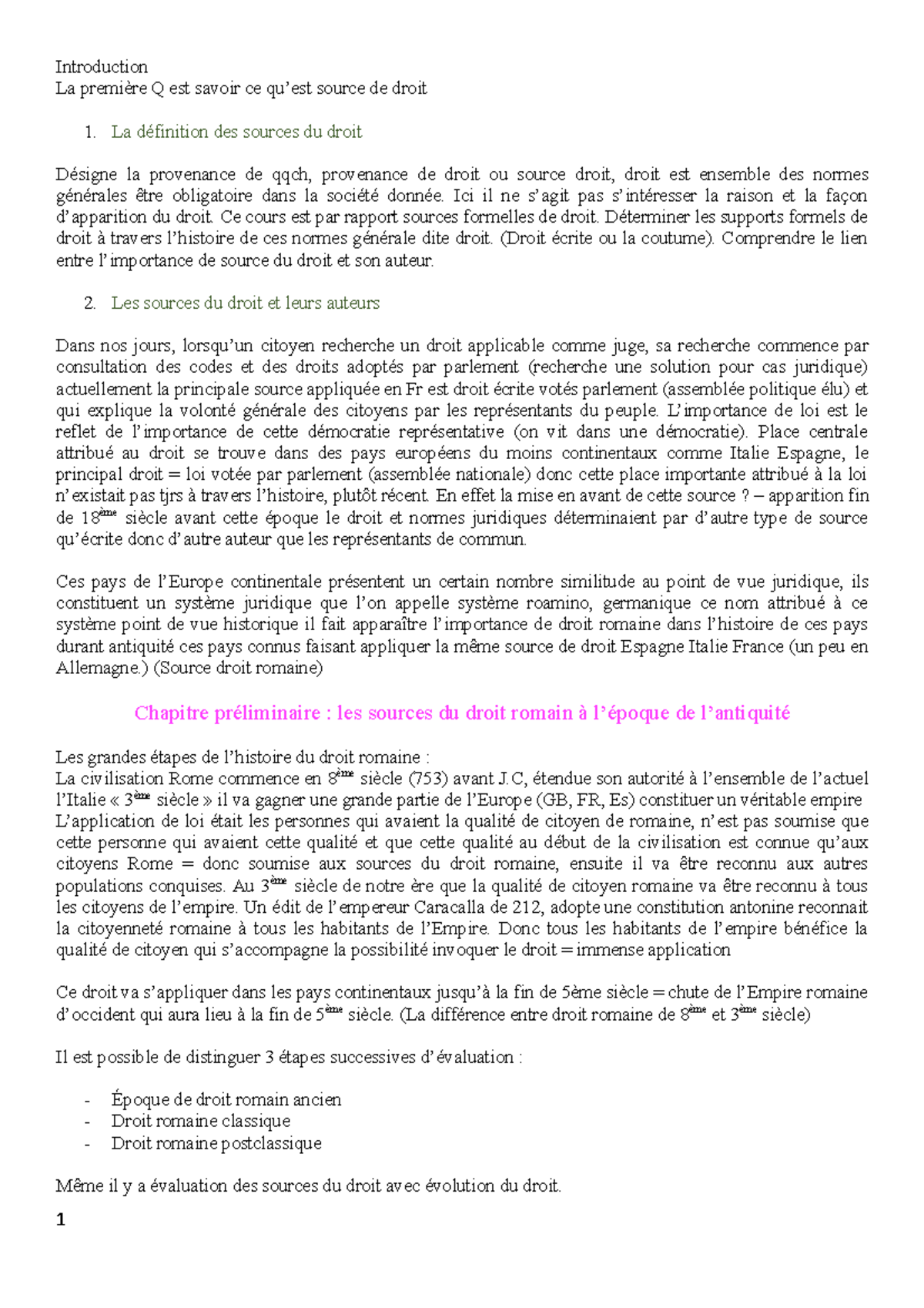 Histoire des sources du droit en Europe - Introduction La première Q ...