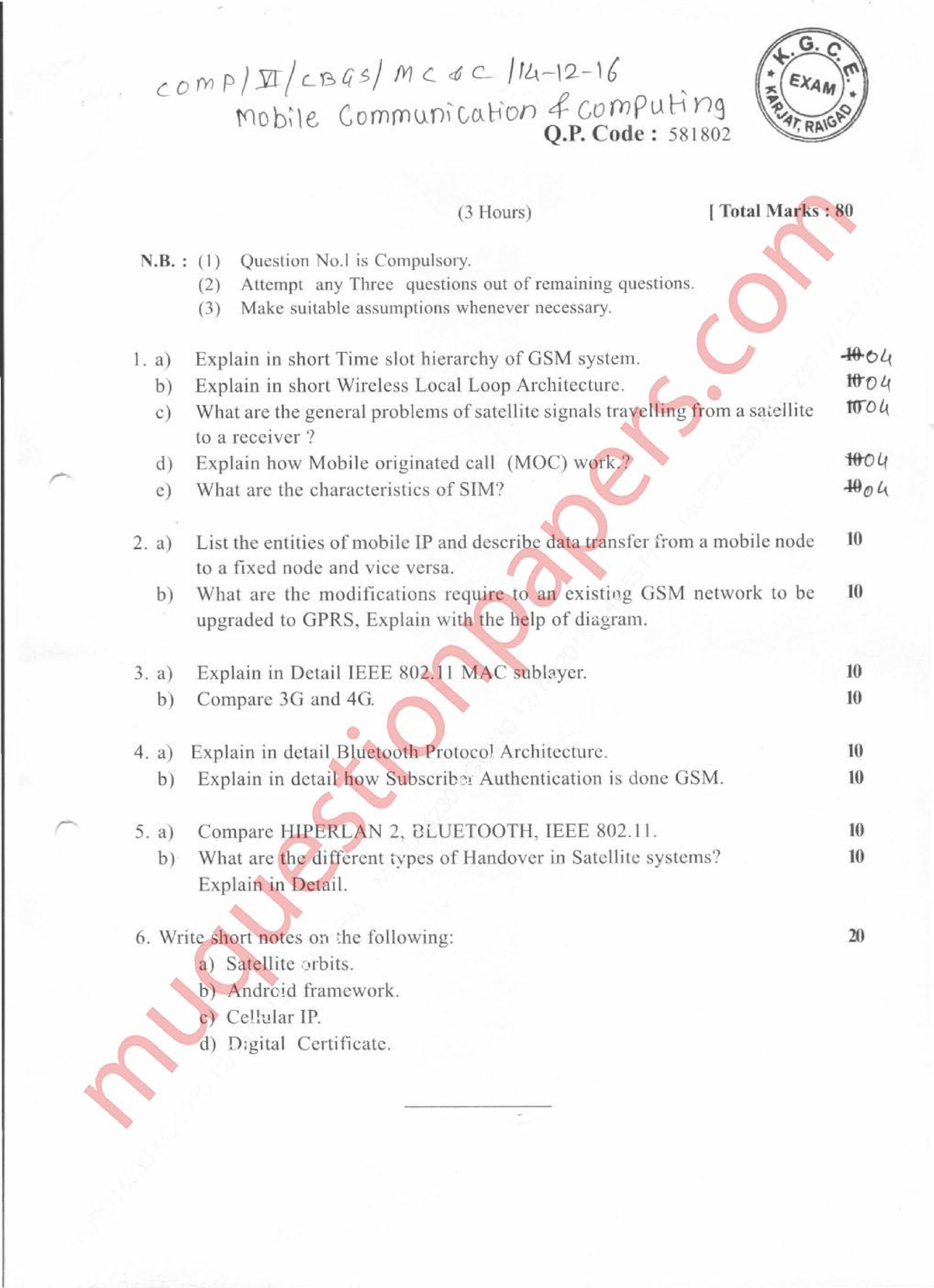 MCC DEC16 - Questions paper of mc - Computer Engineering - Studocu