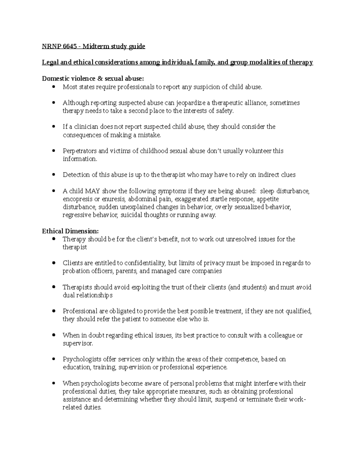 NRNP 6645 Midterm Review NRNP 6645 Midterm study guide Legal and