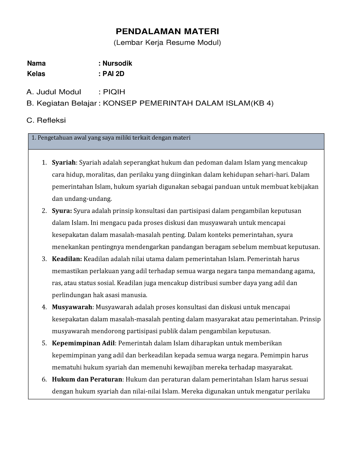 Resume KB 4 Piqih - MODUL PPG - PENDALAMAN MATERI (Lembar Kerja Resume ...