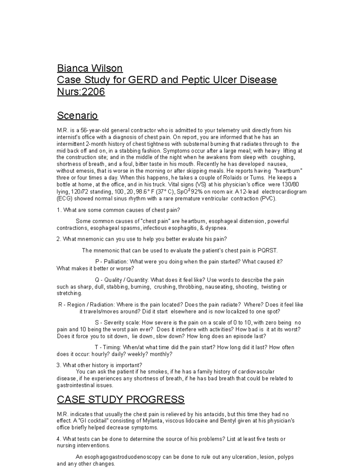 case study for peptic ulcer disease