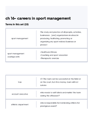 Sport And Fitness Management Midterm Flashcards Quizlet - Sport And ...