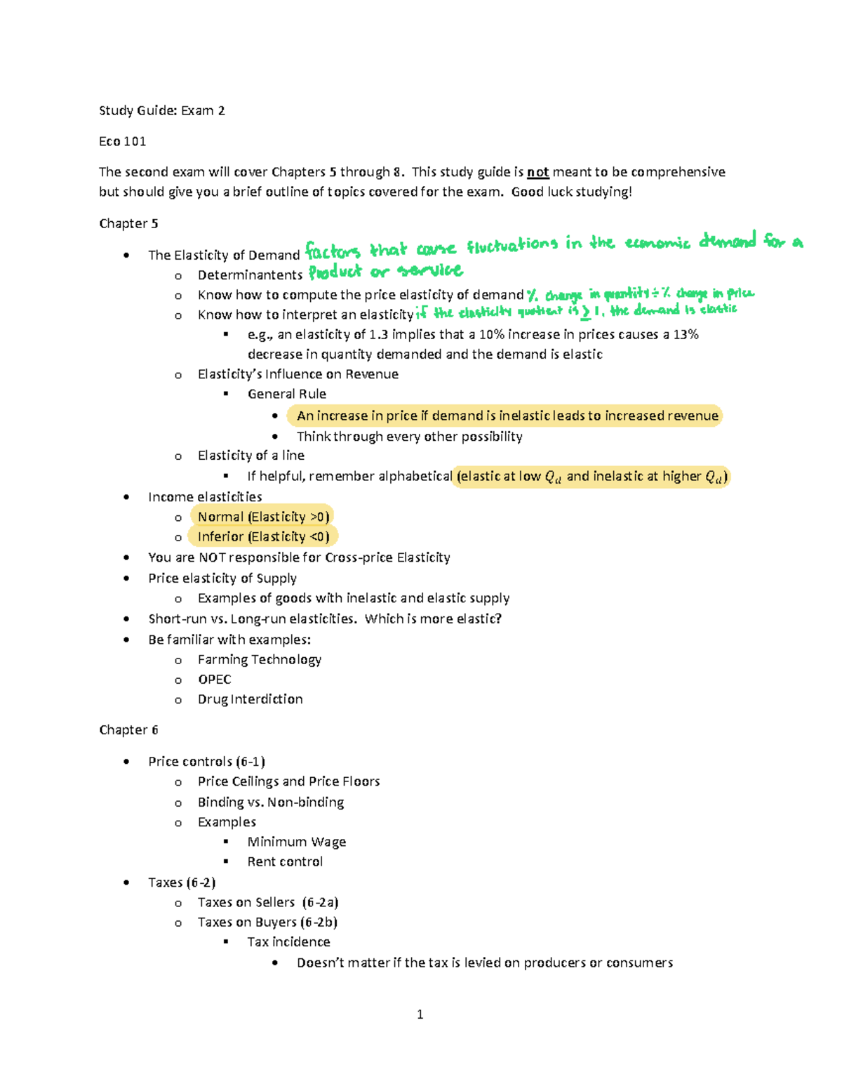 Study+Guide+Exam+2-2 - Study Guide: Exam 2 Eco 101 The second exam will ...