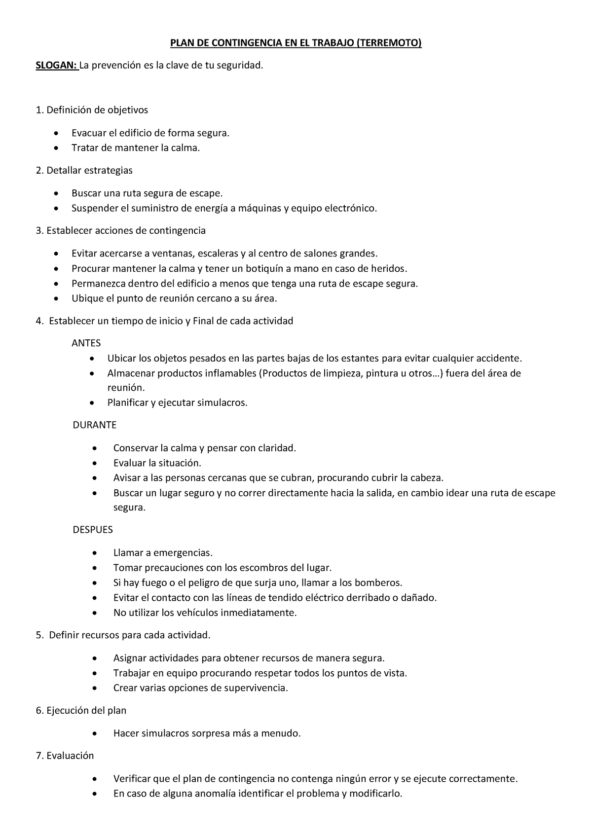 PLAN DE Contingencia EN EL Trabajo - PLAN DE CONTINGENCIA EN EL TRABAJO ...