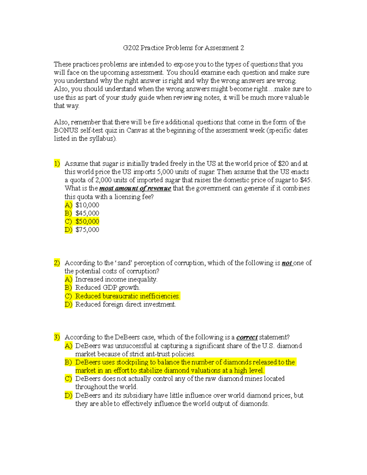 Assessment 2 Practice Problems - G202 Practice Problems for Assessment ...