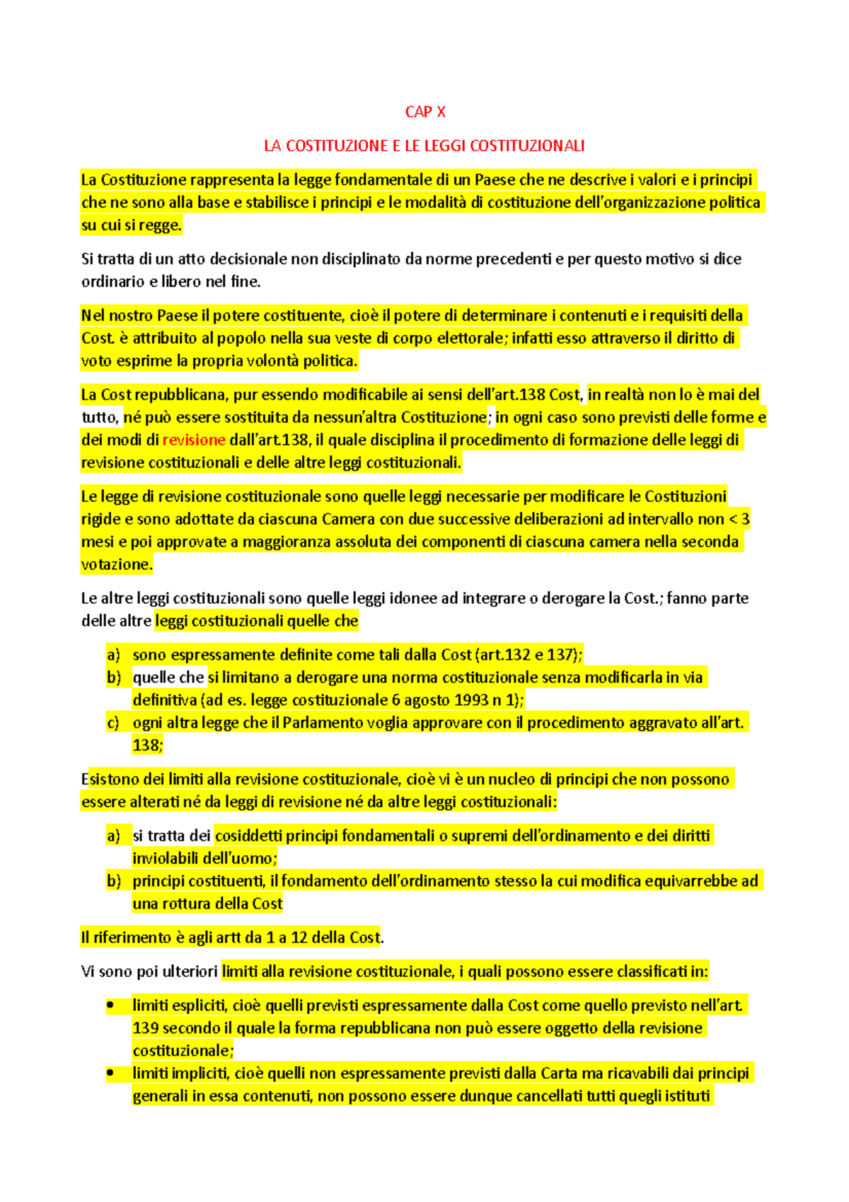 Leggi Costituzionali DEFINIZIONE ED ESEMPI CAP X LA COSTITUZIONE E