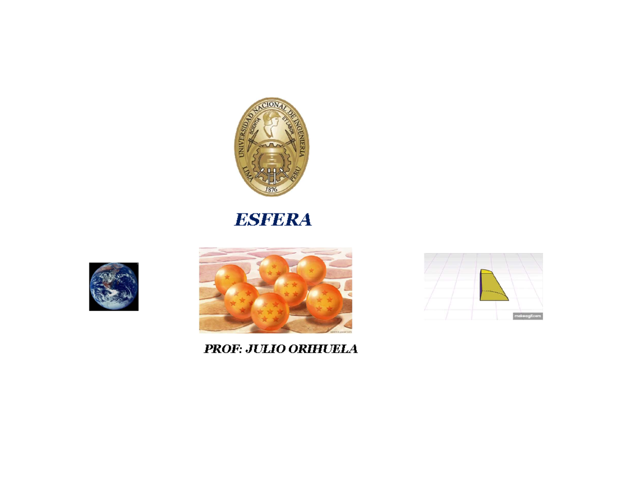 Clase de esferateoria ESFERA PROF JULIO ORIHUELA NOCIONES PREVIAS