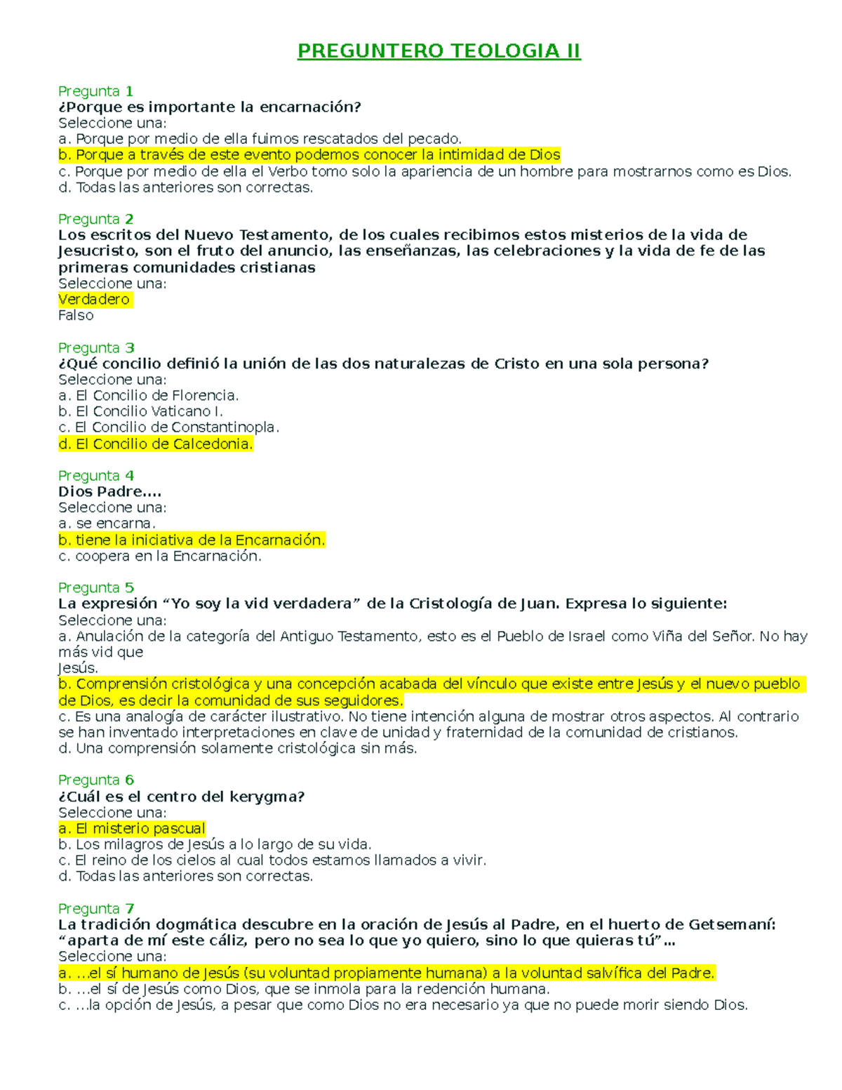 Teología II Unificado TODO EL MODULO DE LA ASIGNATURA - PREGUNTERO ...