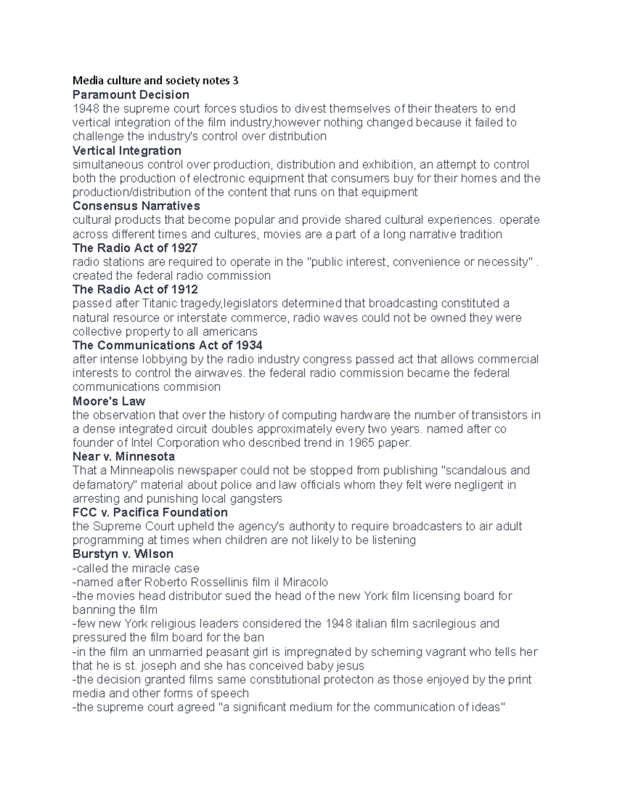 Media culture and society notes 3 - operate across different times and ...
