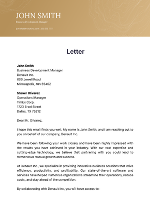 Business introduction letter - Your Name Your Organization Your Address ...