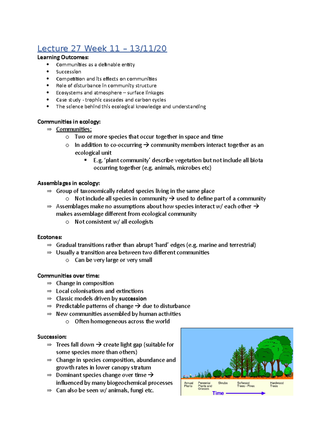 Lecture 27 Module 4 - Ecosystems Notes - Lecture 27 Week 11 – 13/11 ...