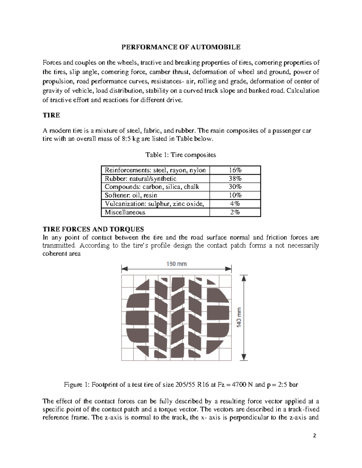 Performance OF Automobile notes - PERFORMANCE OF AUTOMOBILE Forces and ...
