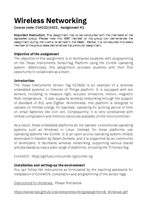 Project - Wireless Networking Course code: CS4222/5422, Assignment #4 ...