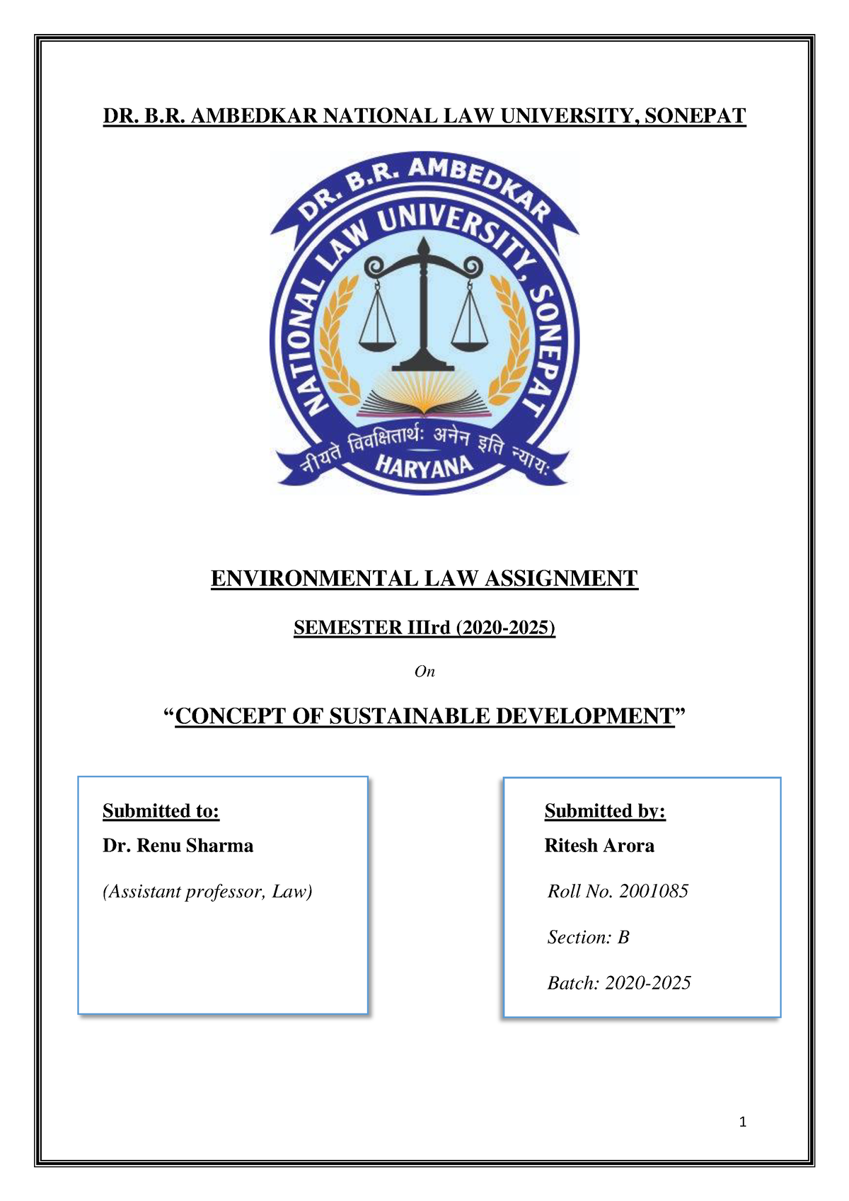 environmental law assignment