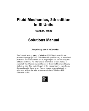 유체역학6장솔루션 - Solution 6 7th - Chapter 6 • Viscous Flow In Ducts 6 In ...