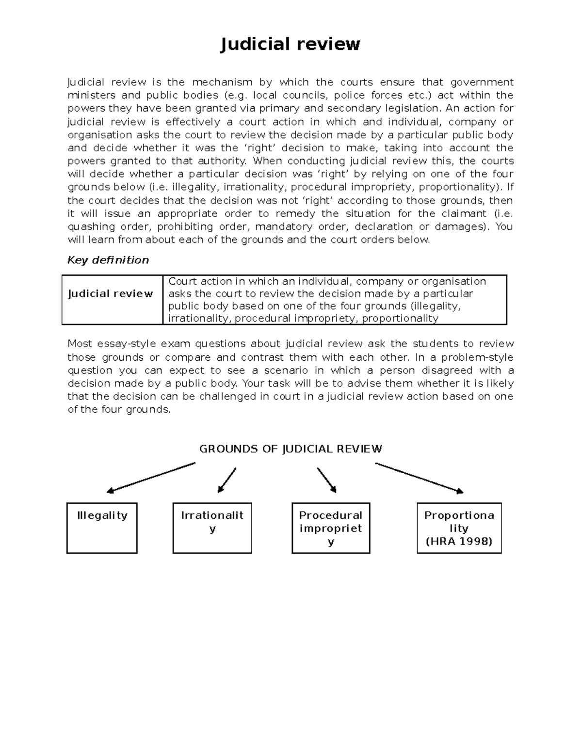 Judicial Review Guide - Judicial Review Judicial Review Is The ...