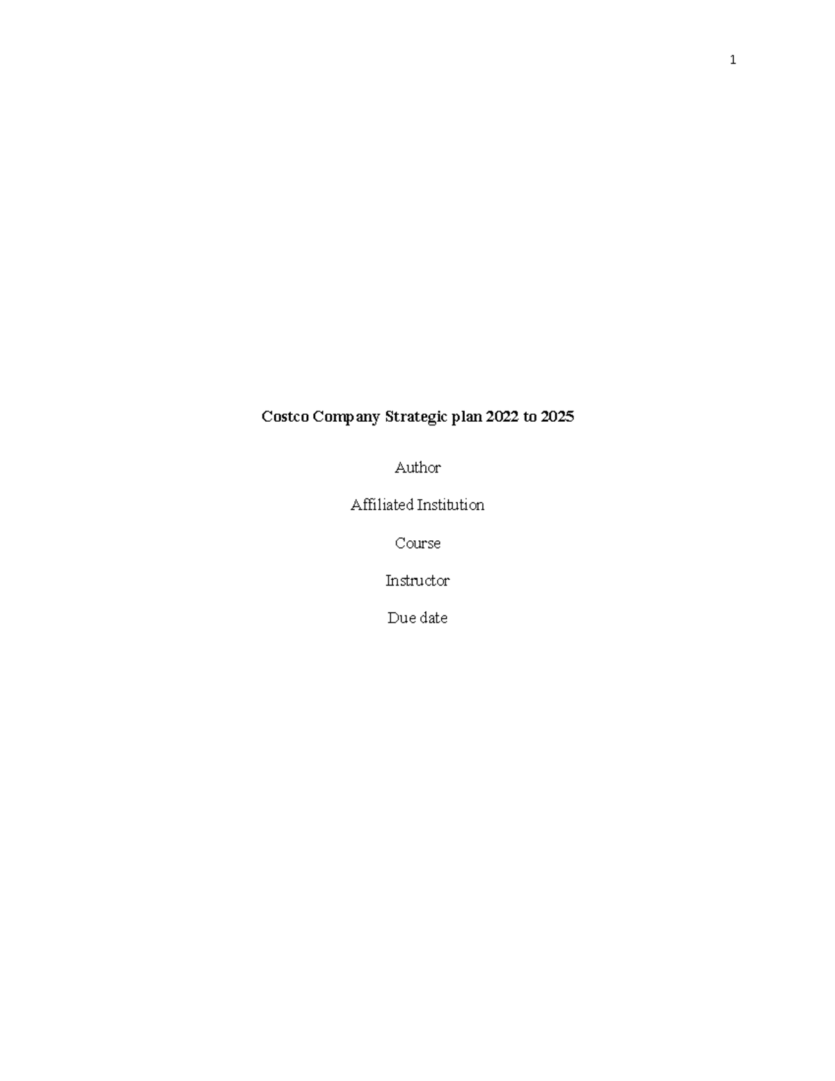 Strategic plan 20222025 Costco Company Strategic plan 2022 to 2025