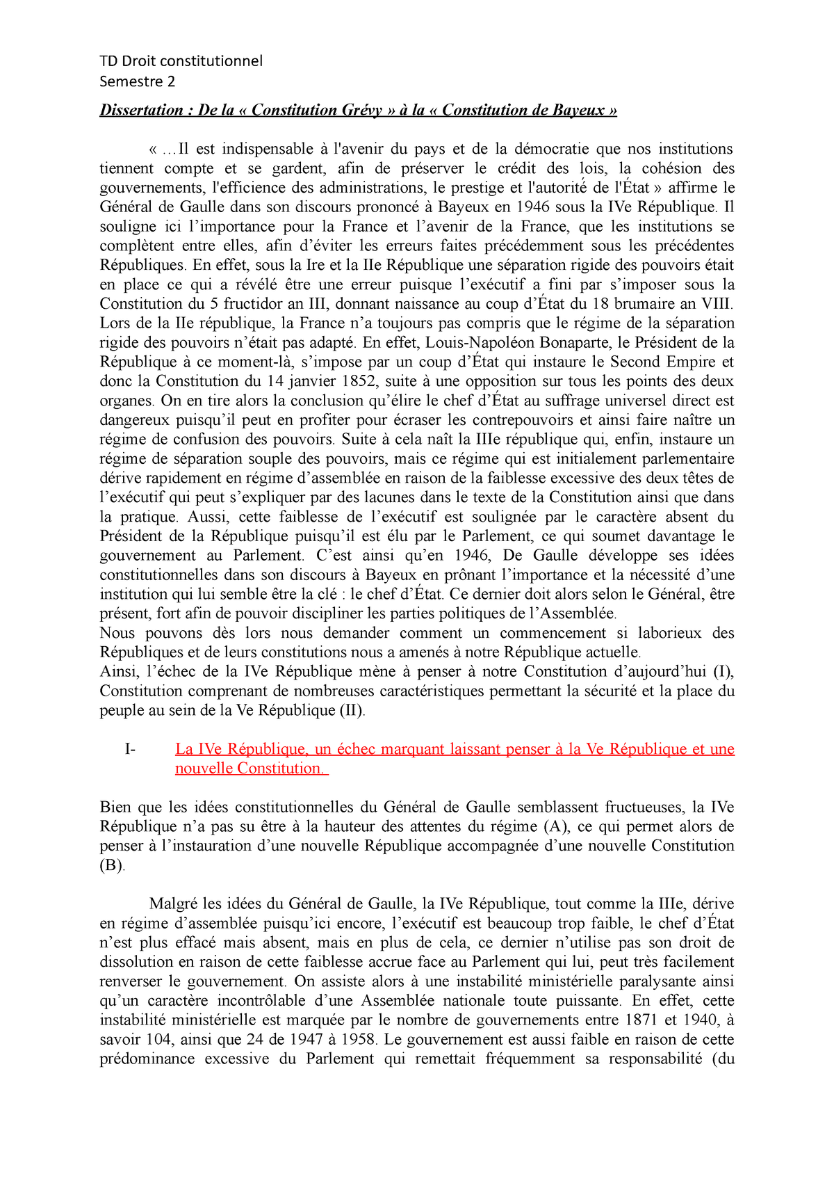 sujet dissertation sur la constitution