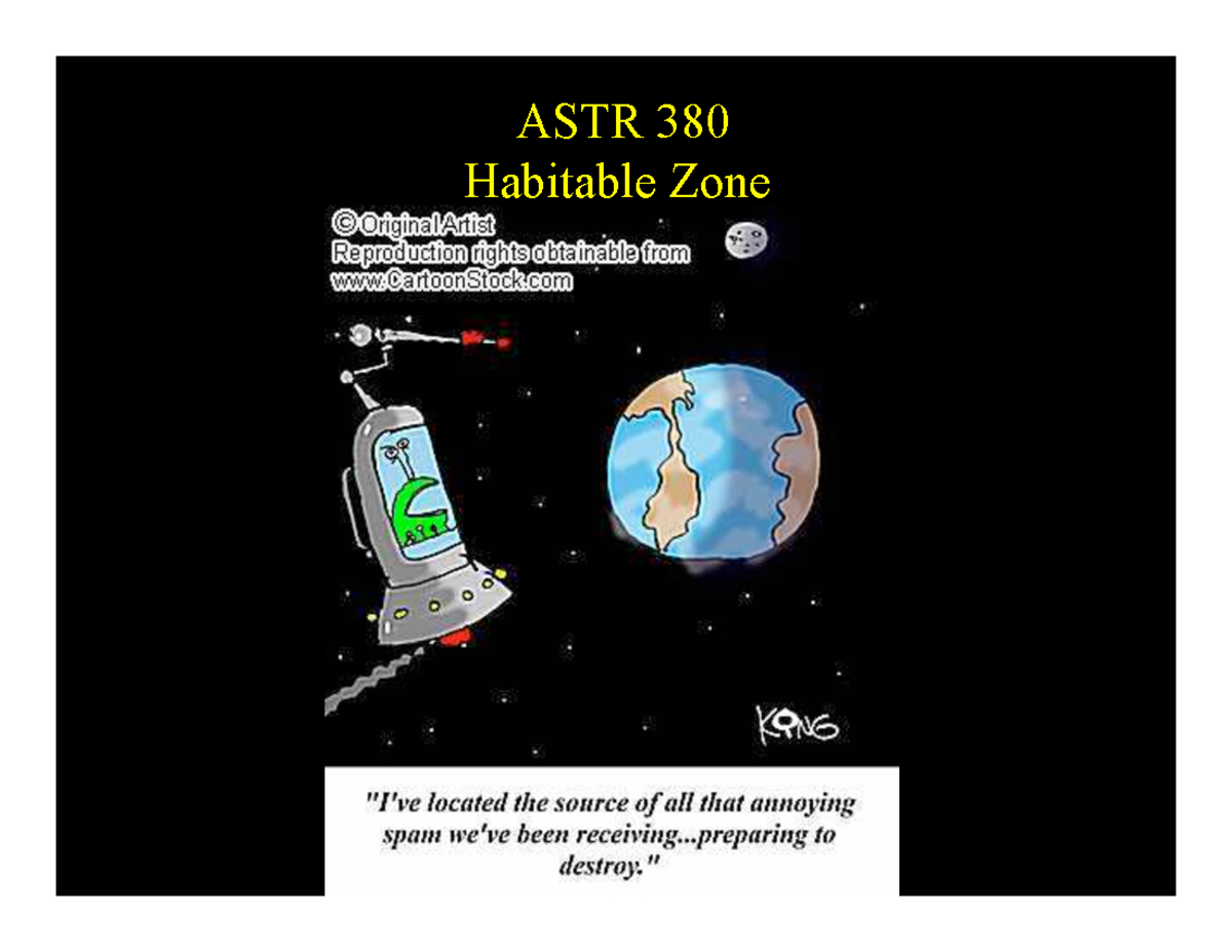 Slides 14 THE Habitable ZONE Astronomy - ASTR 380 Habitable Zone ASTR ...